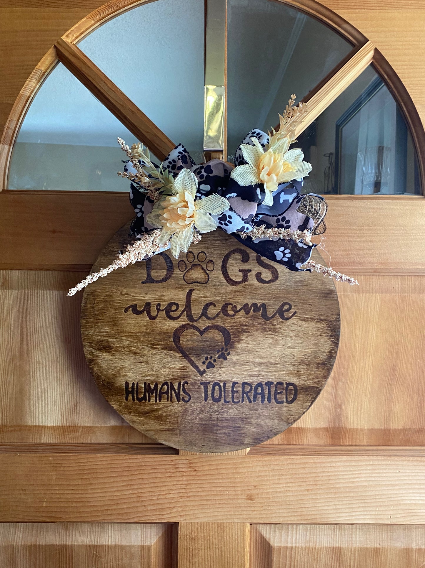 Tan and Black Dog Paw (big)  Print Small Bow