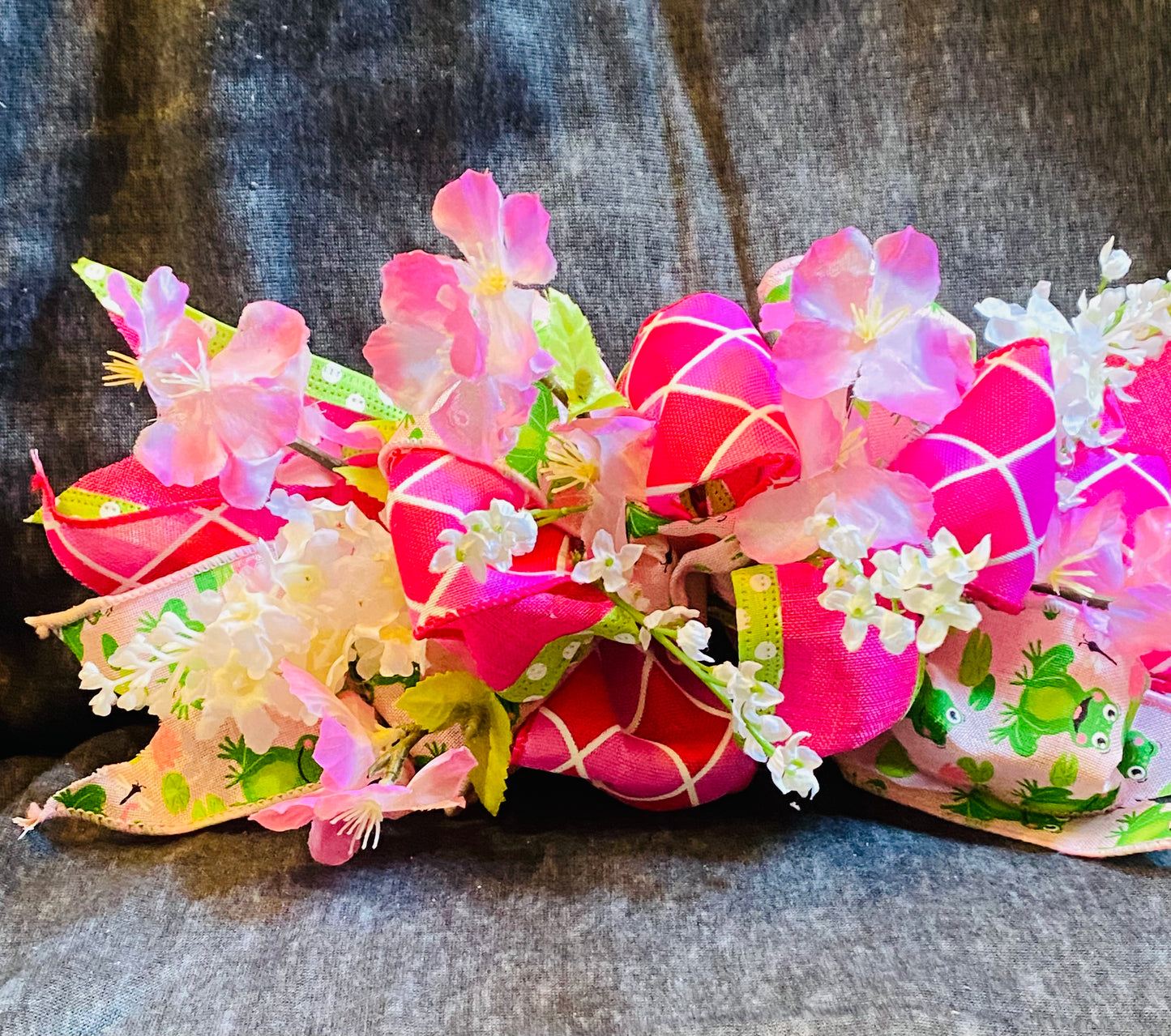 Pink Happy Flowers small bow