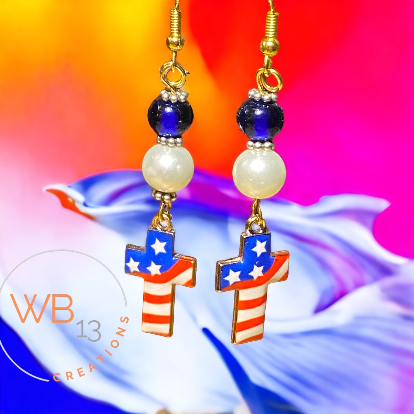 USA Cross Earrings
