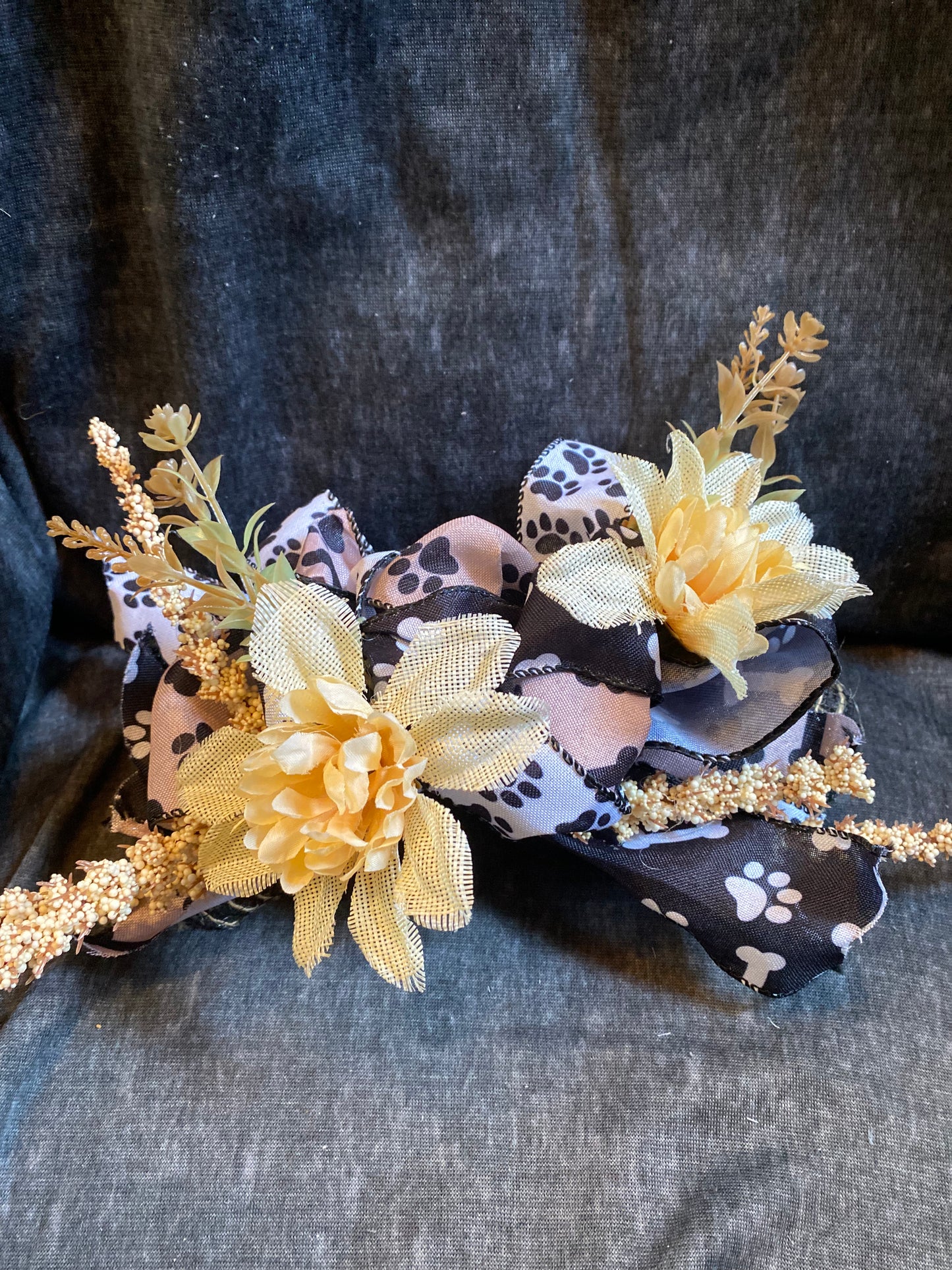 Tan and Black Dog Paw (big)  Print Small Bow