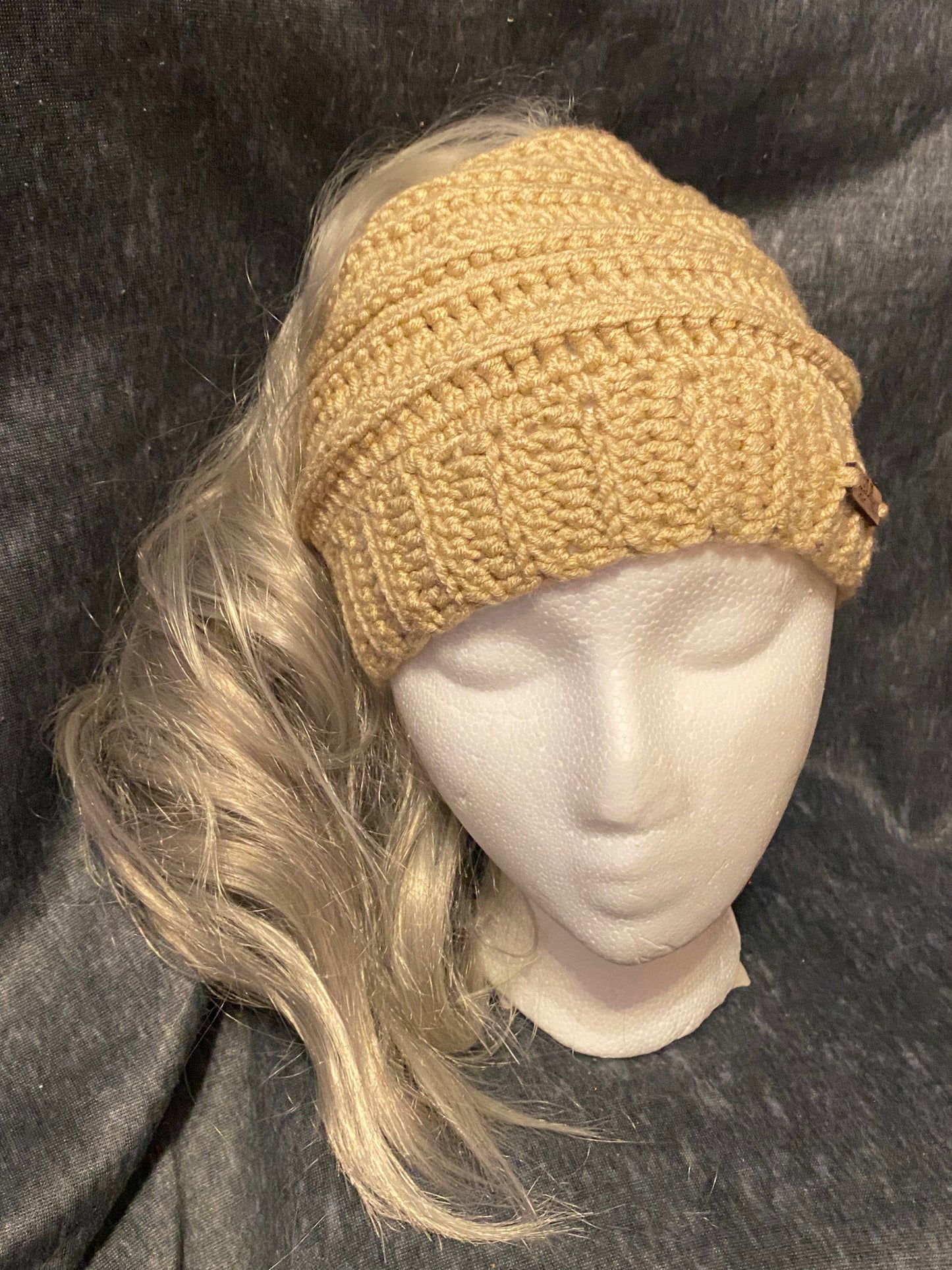 Plain Jane Tan Teen Messy Bun Beanie (teen size)