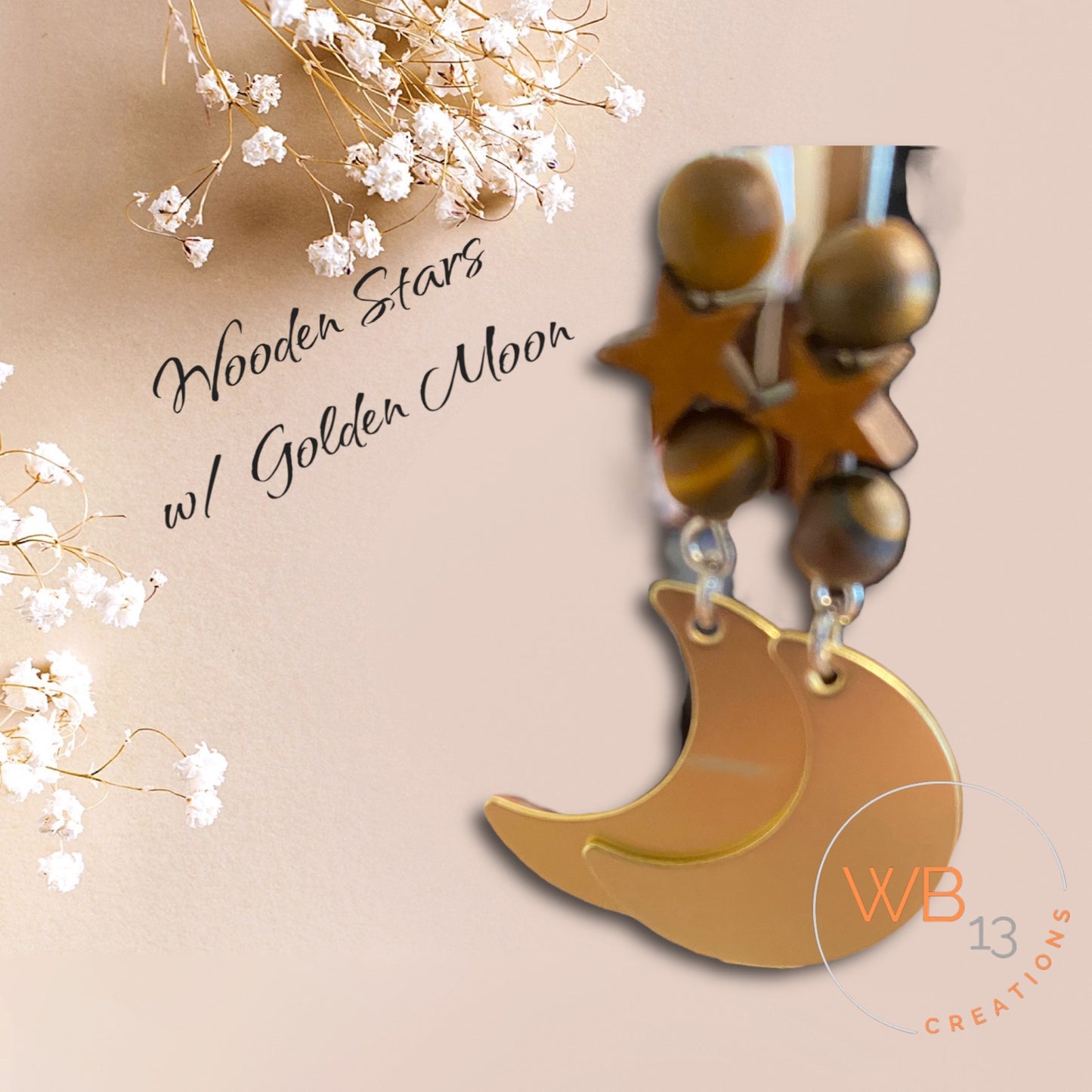 Wooden Stars w/ Golden Moon