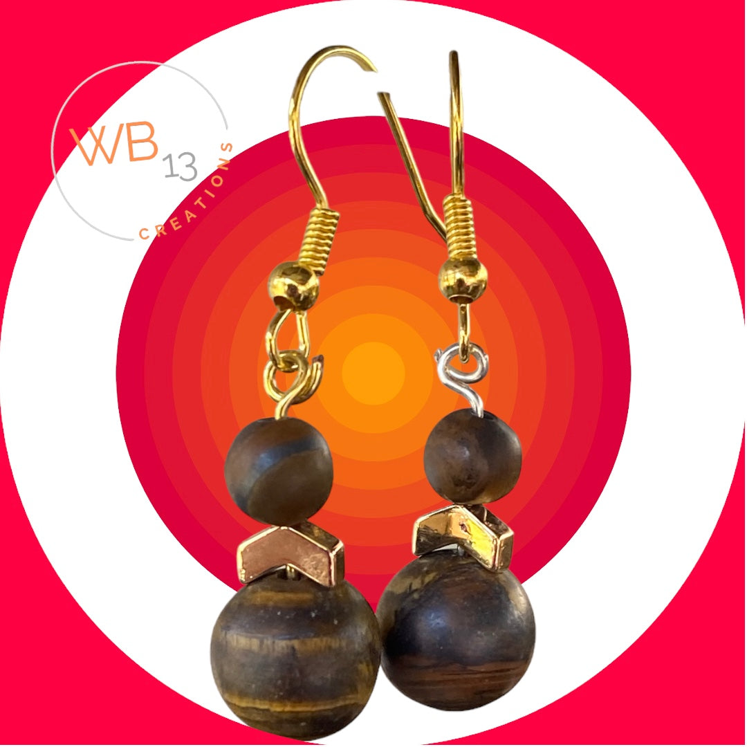 Marbled Wood Bead with Gold Arrow