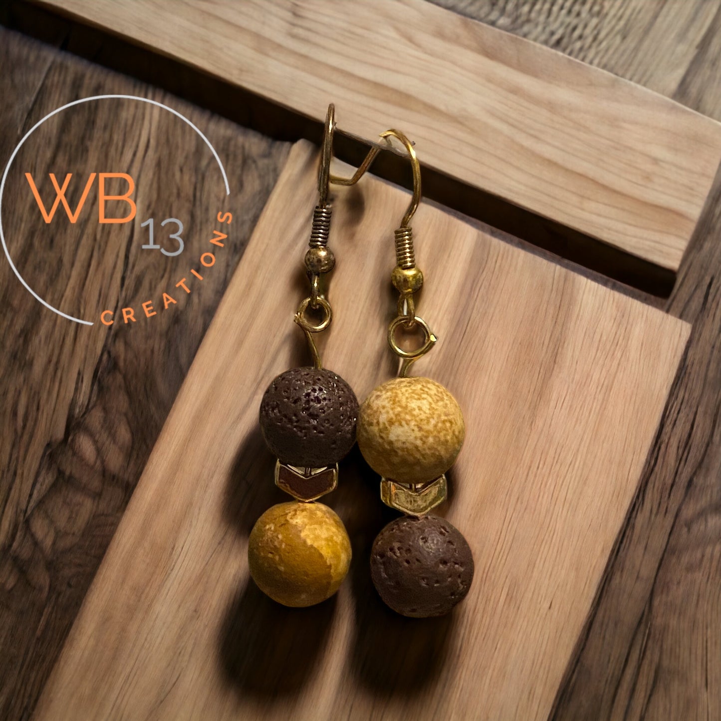 Two Tone Wood Colored Earrings