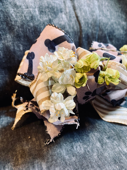 Tan Paws n Stripes Lil bow