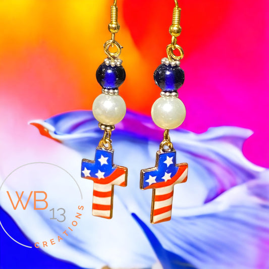 USA Cross Earrings