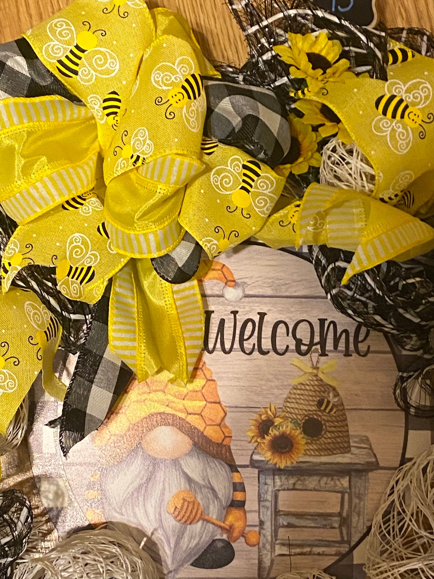 Welcome Gnome Bee Wreath
